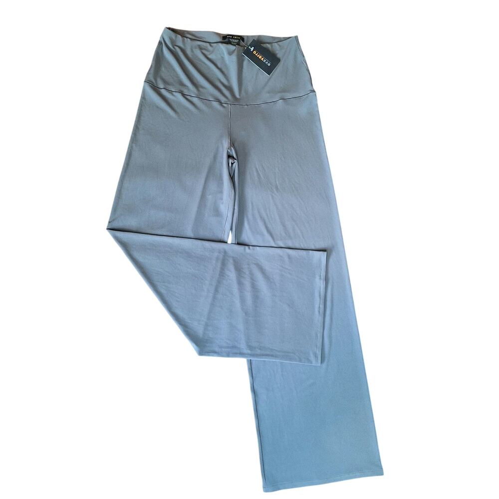 NWT Eva Varro Slate Grey High Waist Wide Leg Palazzo Pants Rare Solid - L